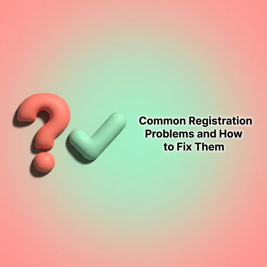 Troubleshooting guide showing solutions for registration issues like OTP problems, form errors, and account verification failures.