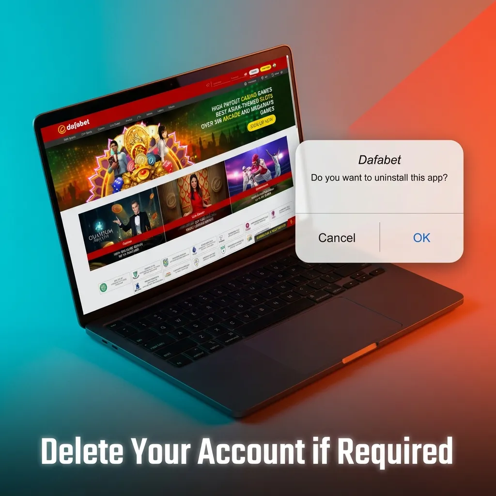 User logging into gambling account settings to request permanent account deletion via profile menu