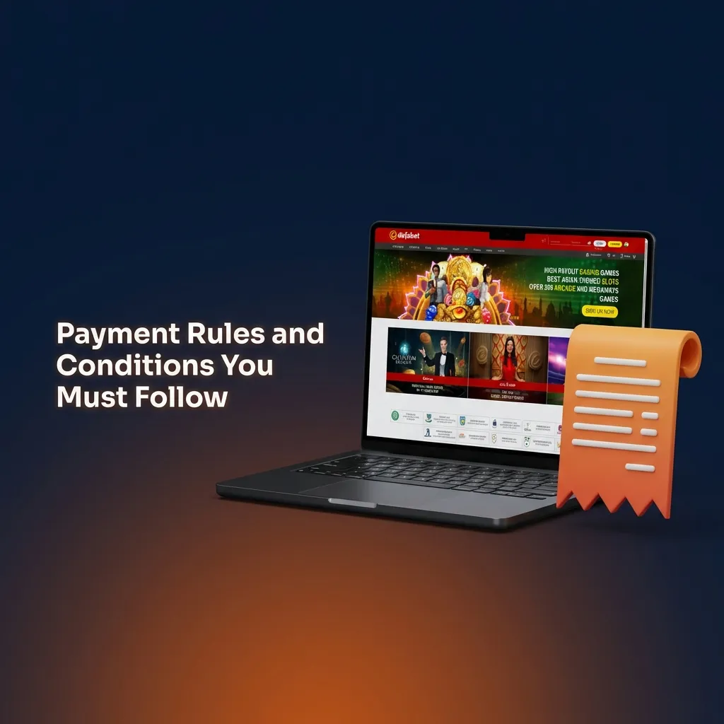 Checklist graphic showing payment rules including account verification, matching methods, and withdrawal limits.